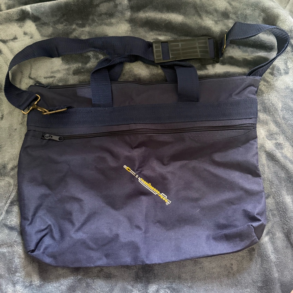 Navy Blue Messenger Bag - flute design